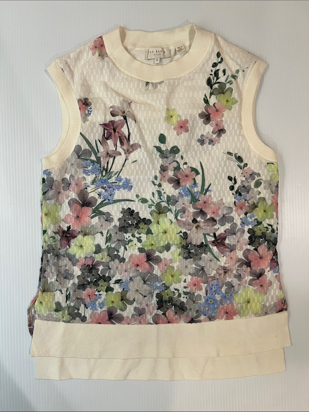 Ted Baker Women’s Ivory Floral Knit Tank Top in Size X-Small